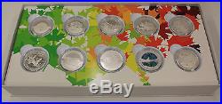 2014 $10.00 O Canada Series, Complete 10 Coin Fine Silver Set COAs & Display Box
