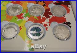 2014 $10.00 O Canada Series, Complete 10 Coin Fine Silver Set COAs & Display Box