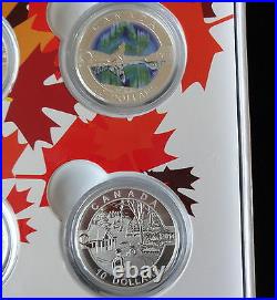 2014 10 X Fine Silver Proof Canada $10 Coin's Full Box Set + All Coa's O Canada