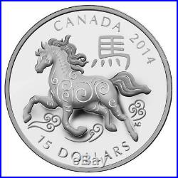 2014 $15 Canada Year of the Horse 1 oz Fine Silver Proof Coin (OGP/COA)