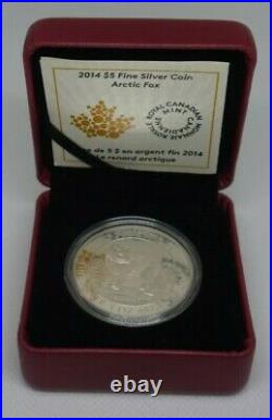 2014 1oz Fine. 9999 silver Canada $5 Arctic Fox coin RCM 3924/7500 Rare! COA