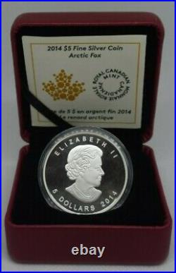 2014 1oz Fine. 9999 silver Canada $5 Arctic Fox coin RCM 3924/7500 Rare! COA