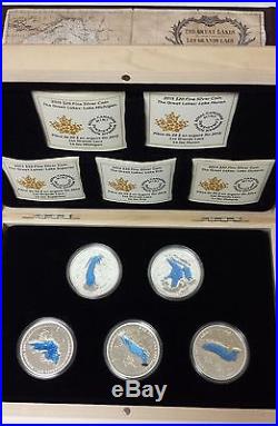 2014 2015 Canada $20 The Great Lakes Five 1 Oz Pure Silver Coins Complete Set