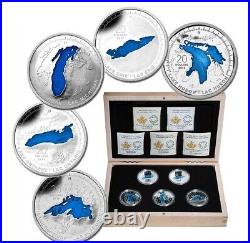 2014-2015 THE GREAT LAKES 5 x 1oz Silver Proof Coin Set $20 Canada RCM