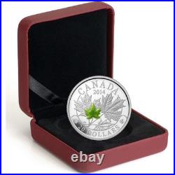 2014 $20 Fine Silver Coin Majestic Maple Leaves With Jade