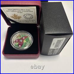 2014 $20 Red Trillium with Crystal Dew Drops Pure Silver Coin
