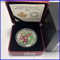 2014 $20 Red Trillium with Crystal Dew Drops Pure Silver Coin