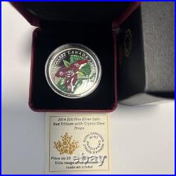 2014 $20 Red Trillium with Crystal Dew Drops Pure Silver Coin