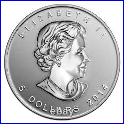 2014 $5 Maple Leaf with World's Fair of Money Privy Mark 1 oz Pure Silver Coin