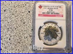 2014 5pc Coin Set Canada Maple Leaf Label Gilt Reverse PF/70 Silver Eagle