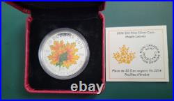 2014 CANADA coin $20 1 oz. 9999 silver Majestic Maple Leaves with Colour in OGP
