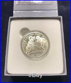 2014 Canada $100 Bighorn Sheep, Fine 9999 Silver Proof Coin (box/coa) Face Value