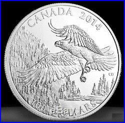 2014 Canada $100 for $100 Bald Eagle Wild Life in Motion 1oz Silver coin. 9999