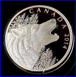 2014 Canada $125 Dollar 1/2 Kilo 9999 Silver Coin High Relief Howling Wolf