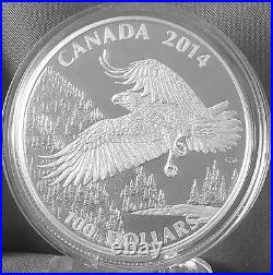 2014 Canada 1 Oz 99.99% Pure Silver Coin Bald Eagle, Face Value $100