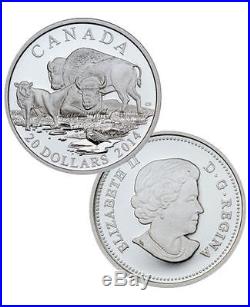 2014 Canada $20 1oz Silver The Bison 4 coin PROOF buffalo set w OGP & COAs