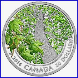 2014 Canada $20 Canadian Maple Canopy Spring 1 oz Fine Silver Coin