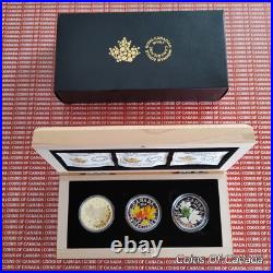 2014 Canada $20 Majestic Maple Leaves 3 Coin Set with Wood Box #coinsofcanada