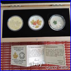 2014 Canada $20 Majestic Maple Leaves 3 Coin Set with Wood Box #coinsofcanada