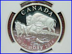 2014 Canada $20 The Bison A Family At Rest Silver Coin Pf70 Ultra Cameo Er+ogp