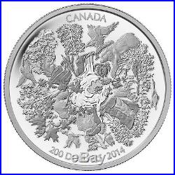 2014 Canada 2 Oz Fine Silver Coin Towering Forests, Face Value $200, NO TAX