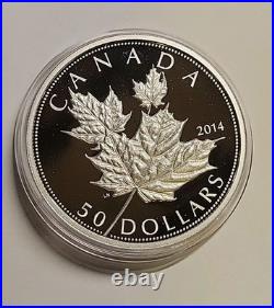 2014 Canada $50 High Relief 5 oz Silver Maple Leaf Proof Coin With OGP + CoA