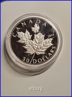2014 Canada $50 High Relief 5 oz Silver Maple Leaf Proof Coin With OGP + CoA