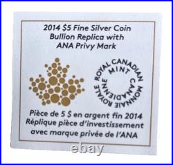 2014 Canada $5 1 oz. 9999 Fine Silver Coin-ANA Chicago World's Fair Privy Mark