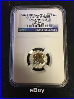 2014 Canada 5 Coin Silver Gilt Maple Leaf Proof Coin Set NGC-PF69 Early Releases