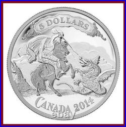 2014 Canada $5 St George Slaying Dragon Fine Silver Proof Coin COA Mintage 8500