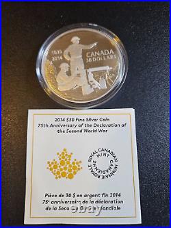 2014 Canada 75th Anniversary of the Second World War $30 Fine Silver Coin