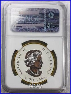2014 Canada 9999 $5 Dollar Fine Silver Maple Gilt Reverse Proof Coin Ngc Pf69