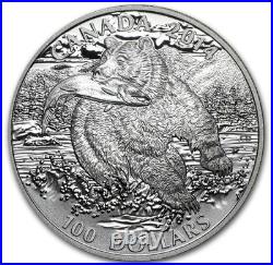 2014 Canada Silver $100 Coin Solitary Titan The Grizzly 1oz. 9999 Fine OGP