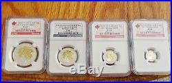 2014 Canada Silver Maple Leaf Gilt 4 Coin Set Ngc Pf6970 Reverse Proof