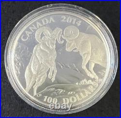 2014 Canadian $100 Fine Silver Coin The Rocky Mointain Bighorn Sheep (2566)