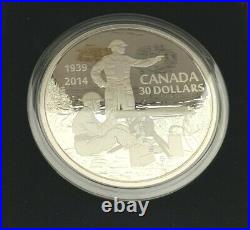 2014 Canadian $30 Fine Silver Coin 75th Ann. Of The 2nd WW (923)