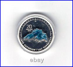 2014 Canadian One Ounce Pure Silver Colourized Coin Lake Superior 31.39 Grams