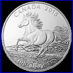 2015 $100 CANADA Horse, FINE. 9999 SILVER COIN (OGP/COA)