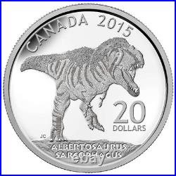2015 $20 Canadian Dinosaurs Albertosaurus Pure Silver Coin