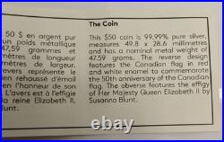 2015 $50 The Canadian Flag, 50th Anniversary Pure Silver Coin
