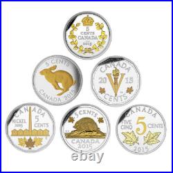2015 5c Legacy of the Canadian Nickel Pure Silver 6-Coin Set