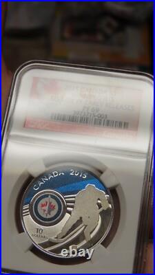 2015 CANADA Winnipeg Jets NHL 1/2 oz NGC PF 69 REVERSE PROOF Silver $10 Coin