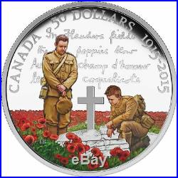 2015 Canada 100th Anniversary Flanders $50 Dollars 5 Oz. 9999 silver Color coin