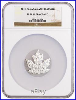 2015 Canada $20 1 Oz Proof Silver Maple Leaf Shape Coin NGC PF70 UC SKU37335