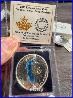 2015 Canada $20 1oz Silver, The Great Lakes Lake Michigan. Coin & COA Only