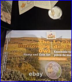 2015 Canada $20 Baby Animals Burrowing Owl Coin and Stamp Set, 1 oz Fine Silver
