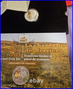 2015 Canada $20 Baby Animals Burrowing Owl Coin and Stamp Set, 1 oz Fine Silver