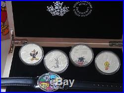 2015 Canada $20 Fine Silver 4-coin And Wrist Watch Set -looney Tunes