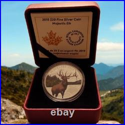 2015 Canada $20 Fine silver coloured coin Majestic Elk