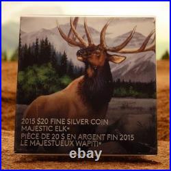 2015 Canada $20 Fine silver coloured coin Majestic Elk